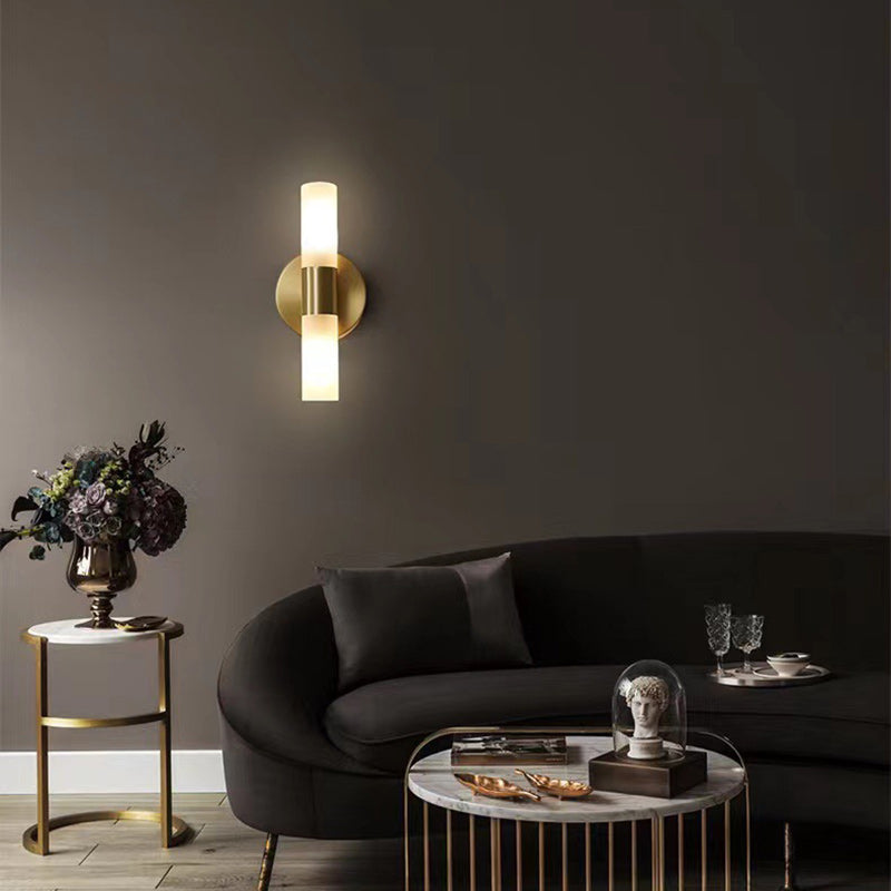 Deco Cylindrical Acrylic Copper 1/2 Light Wall Scone Lamp