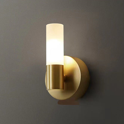 Deco Cylindrical Acrylic Copper 1/2 Light Wall Scone Lamp
