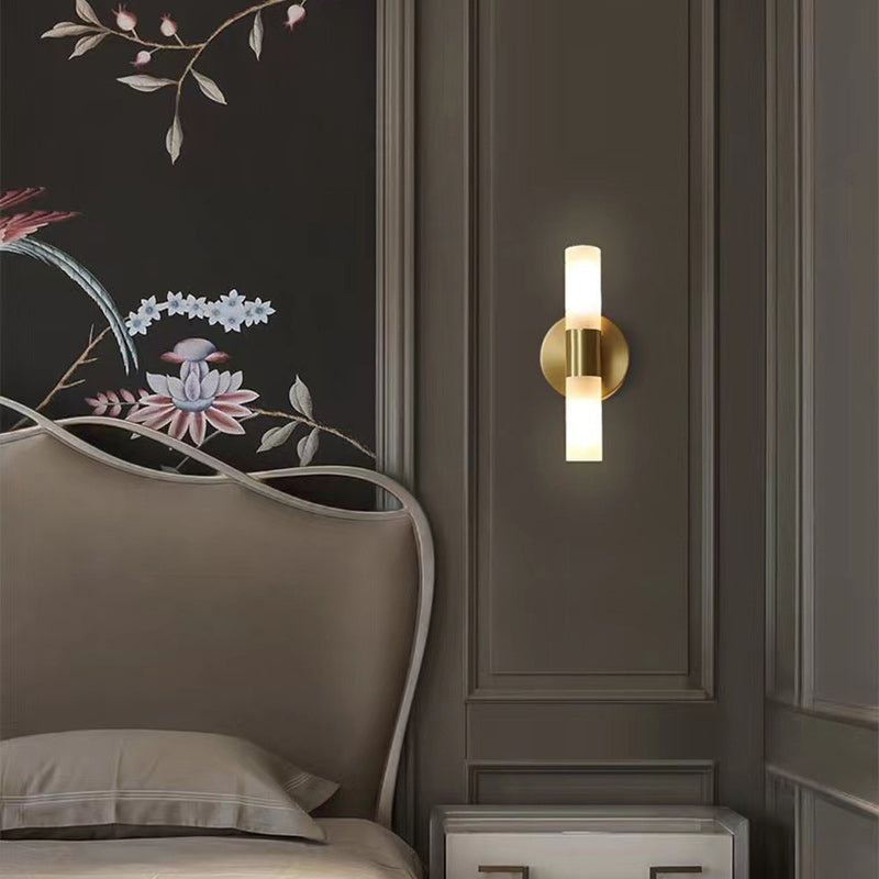 Deco Cylindrical Acrylic Copper 1/2 Light Wall Scone Lamp