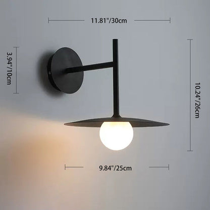 Right Flying Saucer Iron Glass 1-Light Wall Scone Lamp