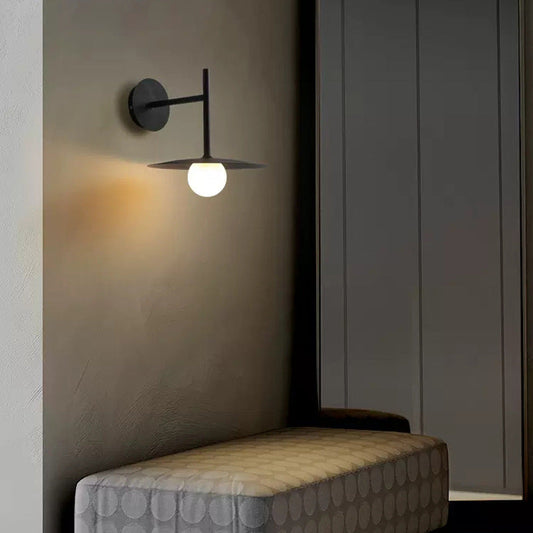 Right Flying Saucer Iron Glass 1-Light Wall Scone Lamp