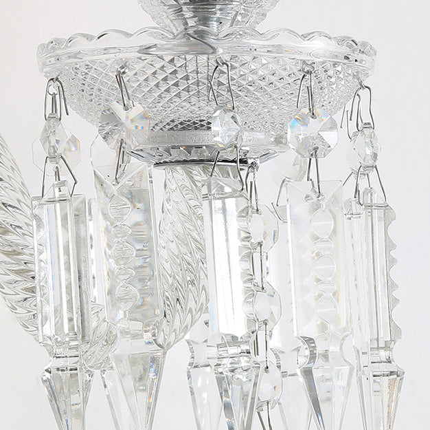 Candle-Shaped Crystal Iron Glass 1/2 Light Wall Scone Lamp