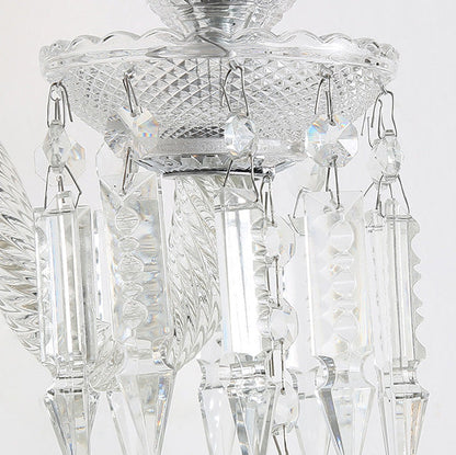 Candle-Shaped Crystal Iron Glass 1/2 Light Wall Scone Lamp