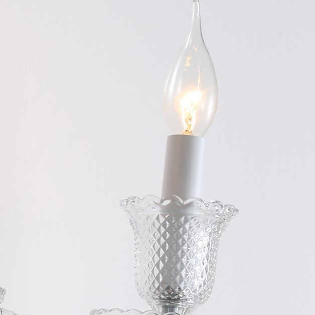 Candle-Shaped Crystal Iron Glass 1/2 Light Wall Scone Lamp
