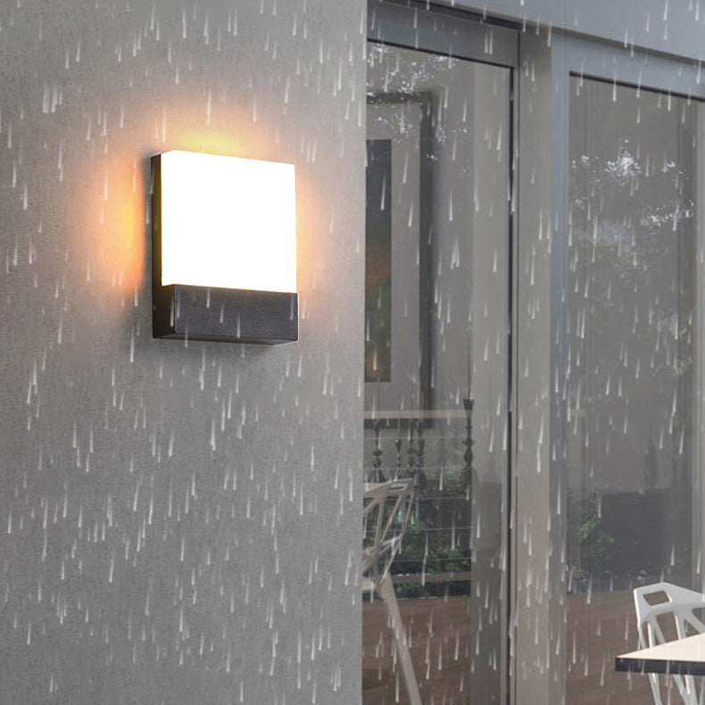 Outdoor Rectangular Iron Acrylic LED Wall Scone Lamp