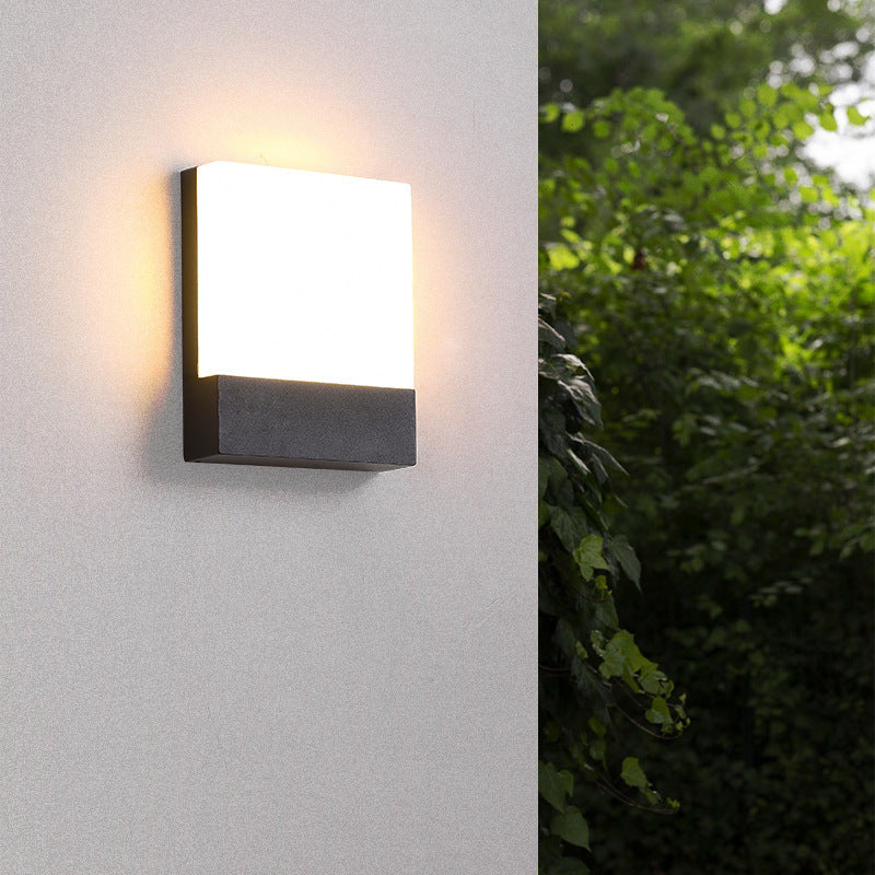 Outdoor Rectangular Iron Acrylic LED Wall Scone Lamp