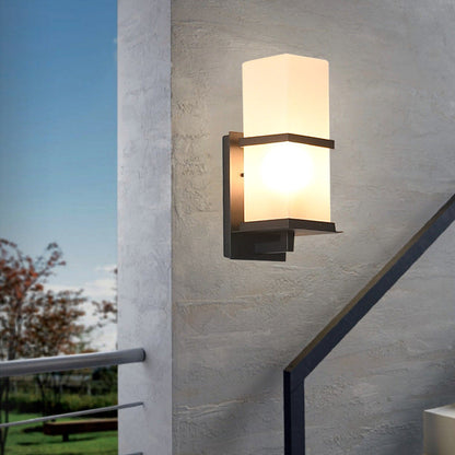 Japanese Rectangle Iron Acrylic 1-Light Wall Scone Lamp