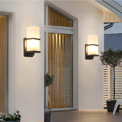 Japanese Rectangle Iron Acrylic 1-Light Wall Scone Lamp