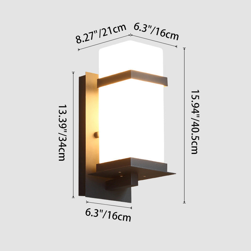 Japanese Rectangle Iron Acrylic 1-Light Wall Scone Lamp