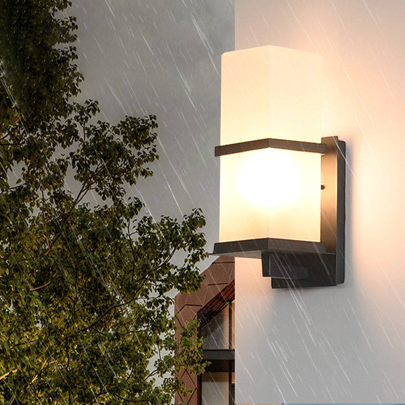 Japanese Rectangle Iron Acrylic 1-Light Wall Scone Lamp