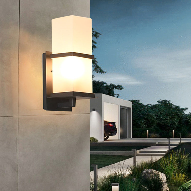 Japanese Rectangle Iron Acrylic 1-Light Wall Scone Lamp