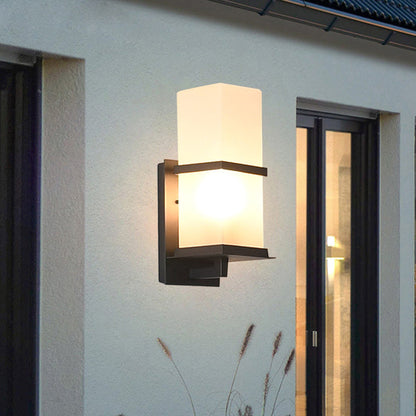 Japanese Rectangle Iron Acrylic 1-Light Wall Scone Lamp