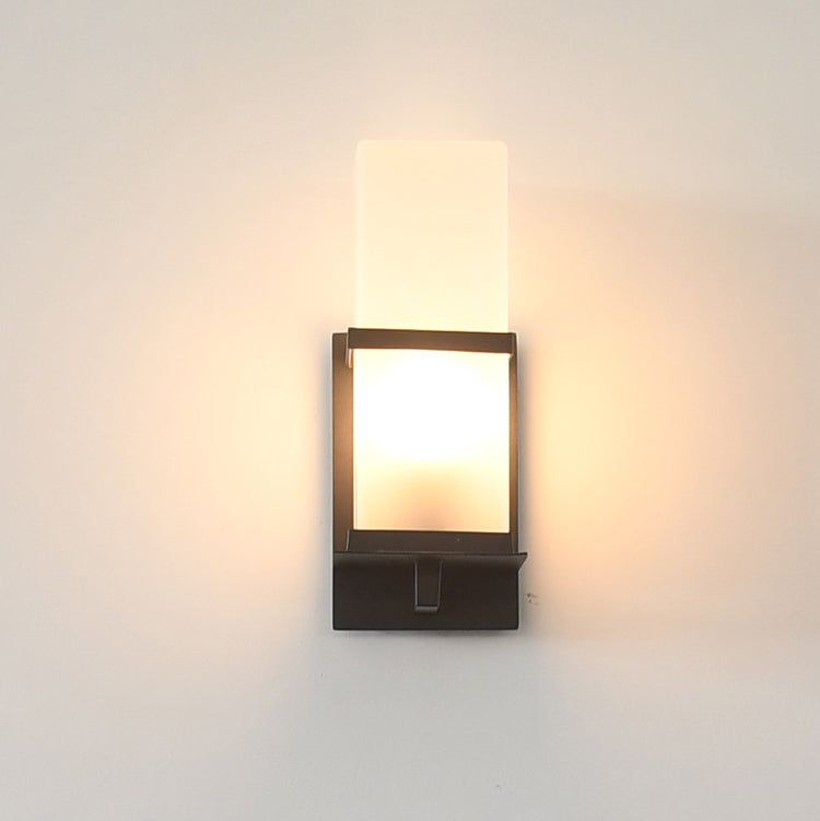 Japanese Rectangle Iron Acrylic 1-Light Wall Scone Lamp