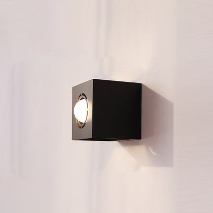 Modern Minimalist Square Round Iron 1-Light Wall Scone Lamp