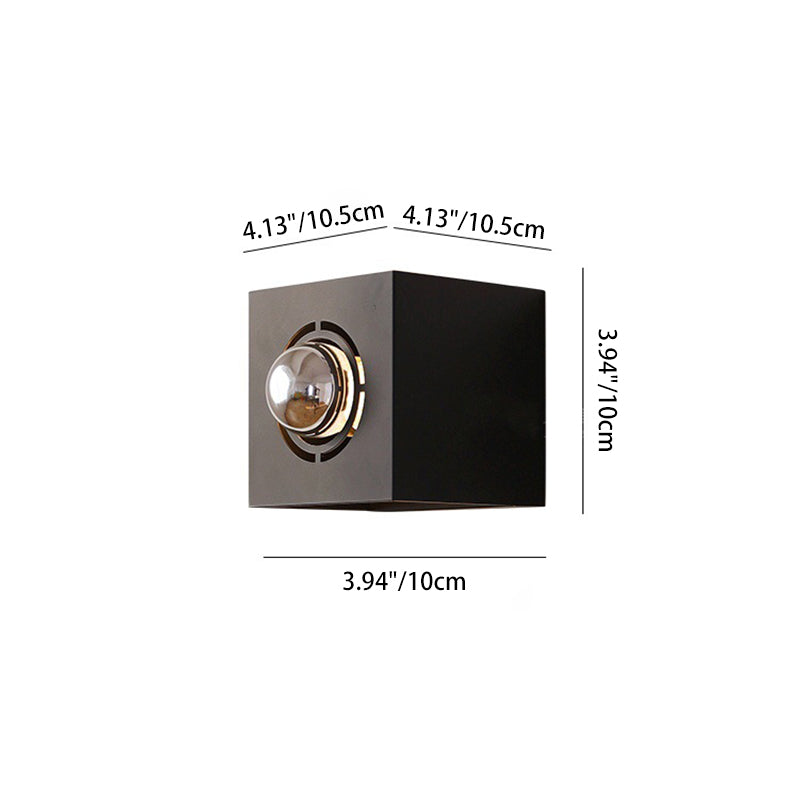 Modern Minimalist Square Round Iron 1-Light Wall Scone Lamp