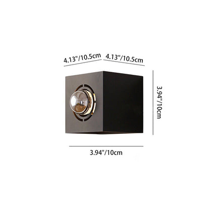 Modern Minimalist Square Round Iron 1-Light Wall Scone Lamp