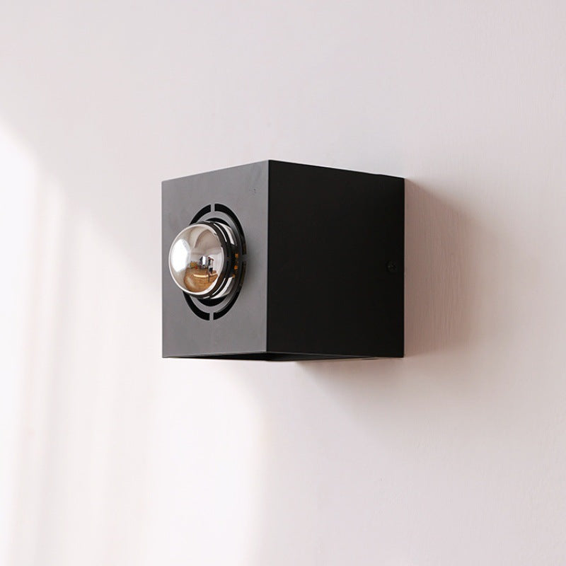 Modern Minimalist Square Round Iron 1-Light Wall Scone Lamp
