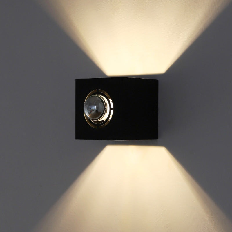 Modern Minimalist Square Round Iron 1-Light Wall Scone Lamp