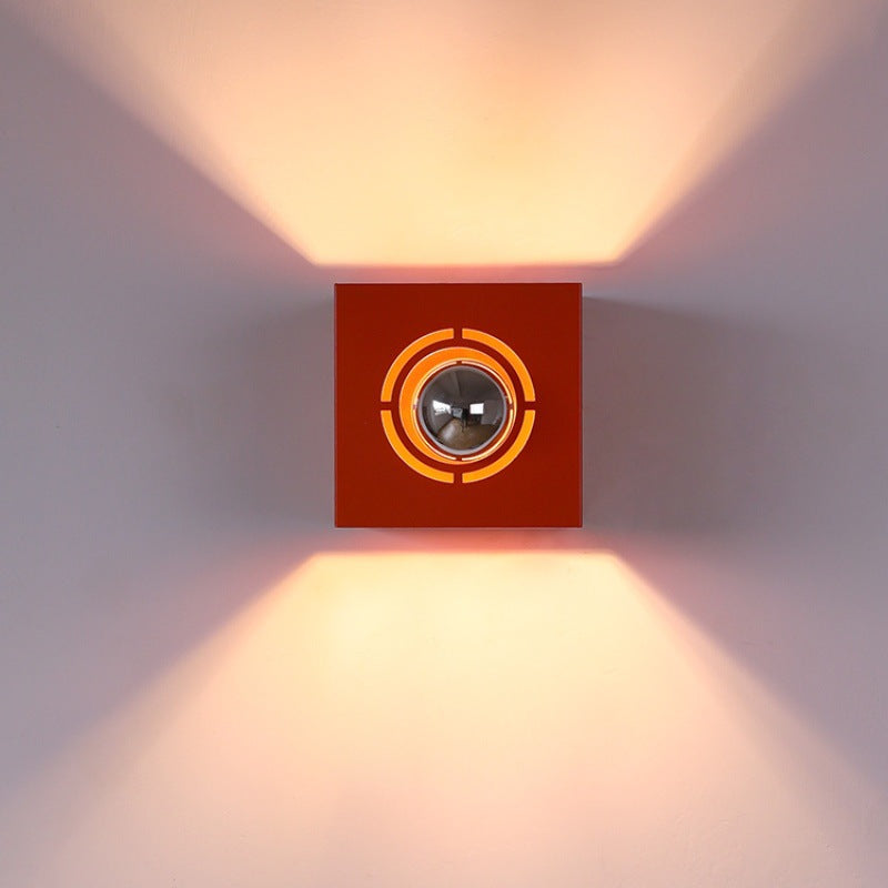 Modern Minimalist Square Round Iron 1-Light Wall Scone Lamp