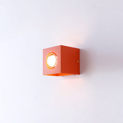 Modern Minimalist Square Round Iron 1-Light Wall Scone Lamp