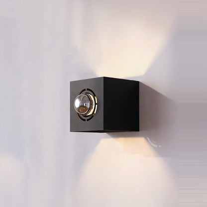 Modern Minimalist Square Round Iron 1-Light Wall Scone Lamp