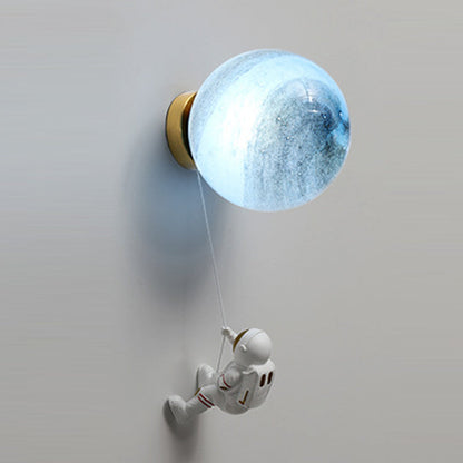 Spherical Round Resin Glass 1-Light Wall Scone Lamp