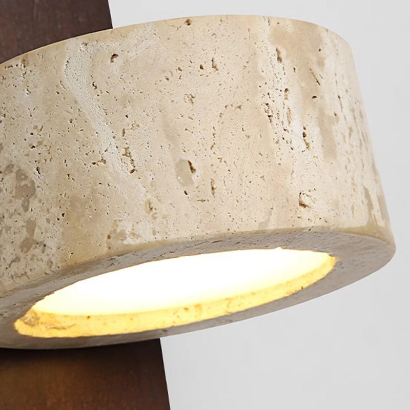 Farmhouse Travertine Walnut Iron LED Wall Sconce Lamp