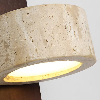 Farmhouse Travertine Walnut Iron LED Wall Sconce Lamp