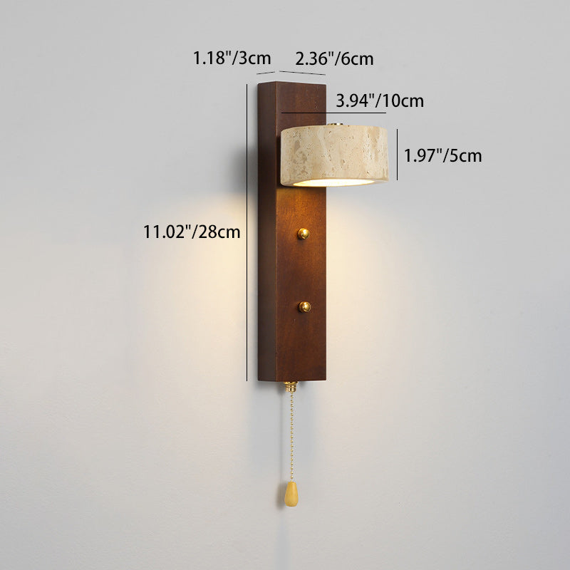 Farmhouse Travertine Walnut Iron LED Wall Sconce Lamp