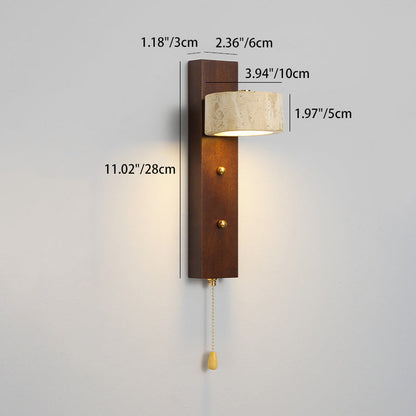 Farmhouse Travertine Walnut Iron LED Wall Sconce Lamp