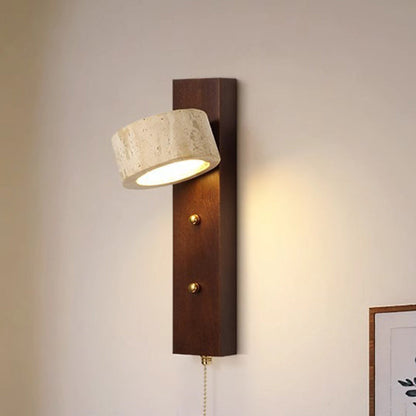 Farmhouse Travertine Walnut Iron LED Wall Sconce Lamp