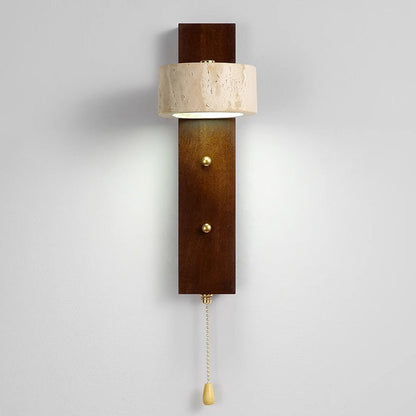 Farmhouse Travertine Walnut Iron LED Wall Sconce Lamp