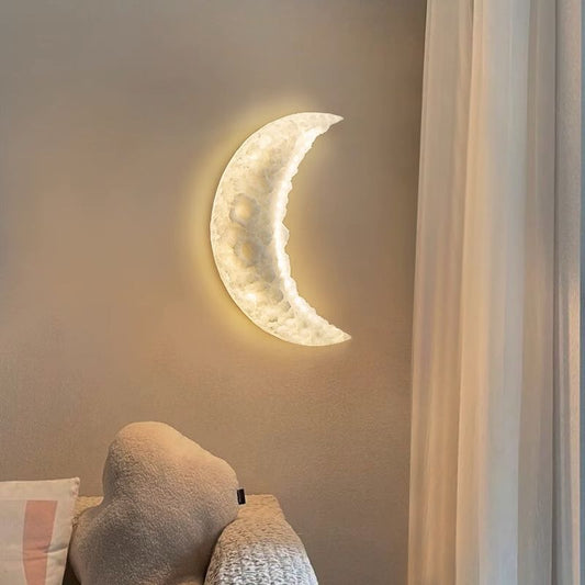 Contemporary Creative Moon Round Resin LED Wall Sconce Lamp