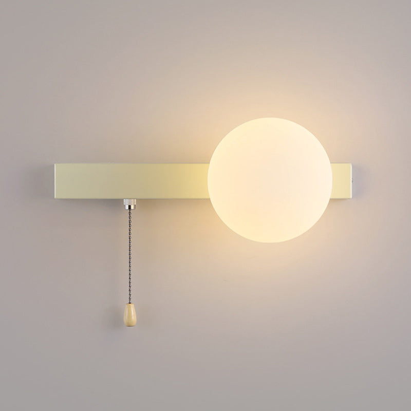 Rectangular Round Iron Glass 1-Light Wall Sconce Lamp