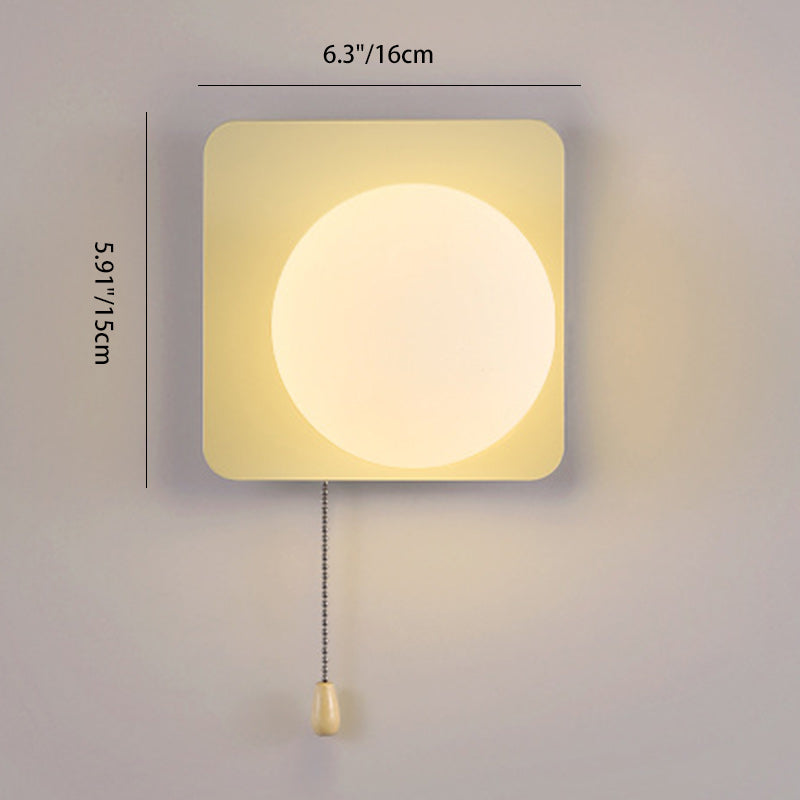 Rectangular Round Iron Glass 1-Light Wall Sconce Lamp
