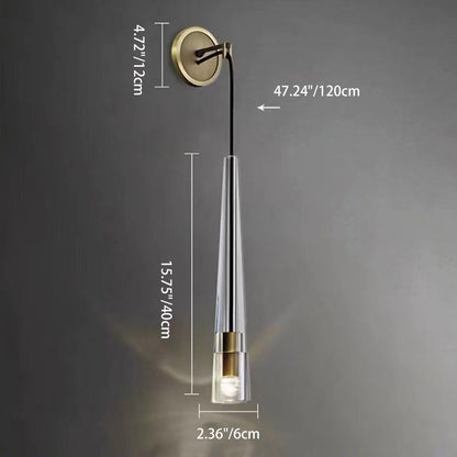 Conical Cylinder Copper Crystal 1-Light Wall Scone Lamp