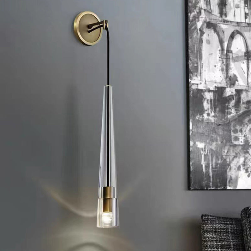 Conical Cylinder Copper Crystal 1-Light Wall Scone Lamp