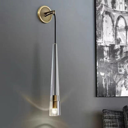 Conical Cylinder Copper Crystal 1-Light Wall Scone Lamp