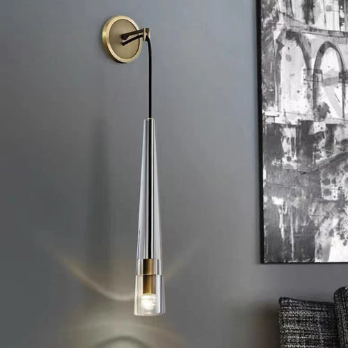 Conical Cylinder Copper Crystal 1-Light Wall Scone Lamp