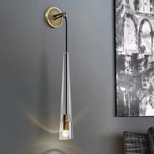 Conical Cylinder Copper Crystal 1-Light Wall Scone Lamp