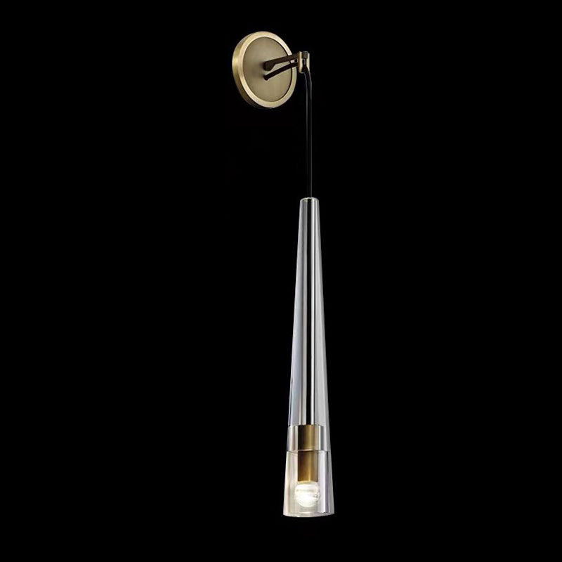 Conical Cylinder Copper Crystal 1-Light Wall Scone Lamp