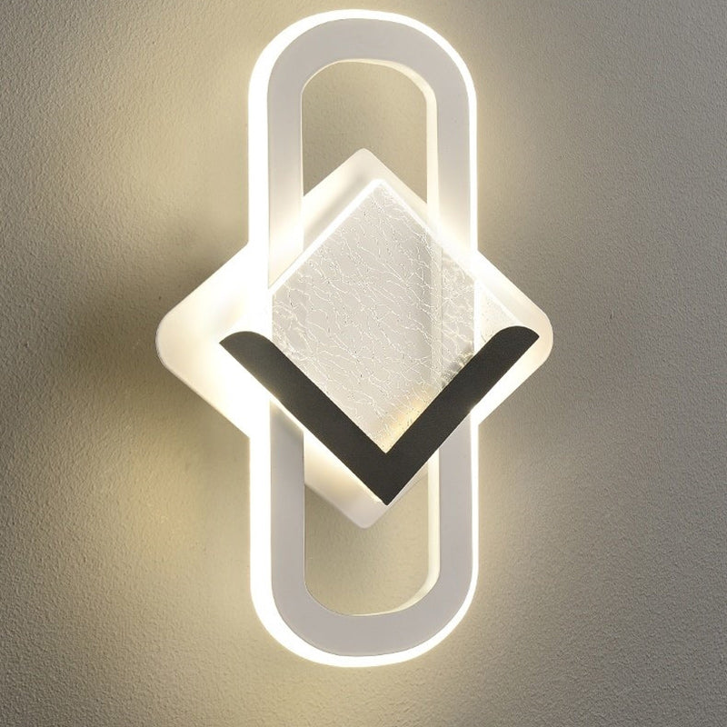 Rhombus Feather Iron Plastic Acrylic LED Wall Scone Lamp
