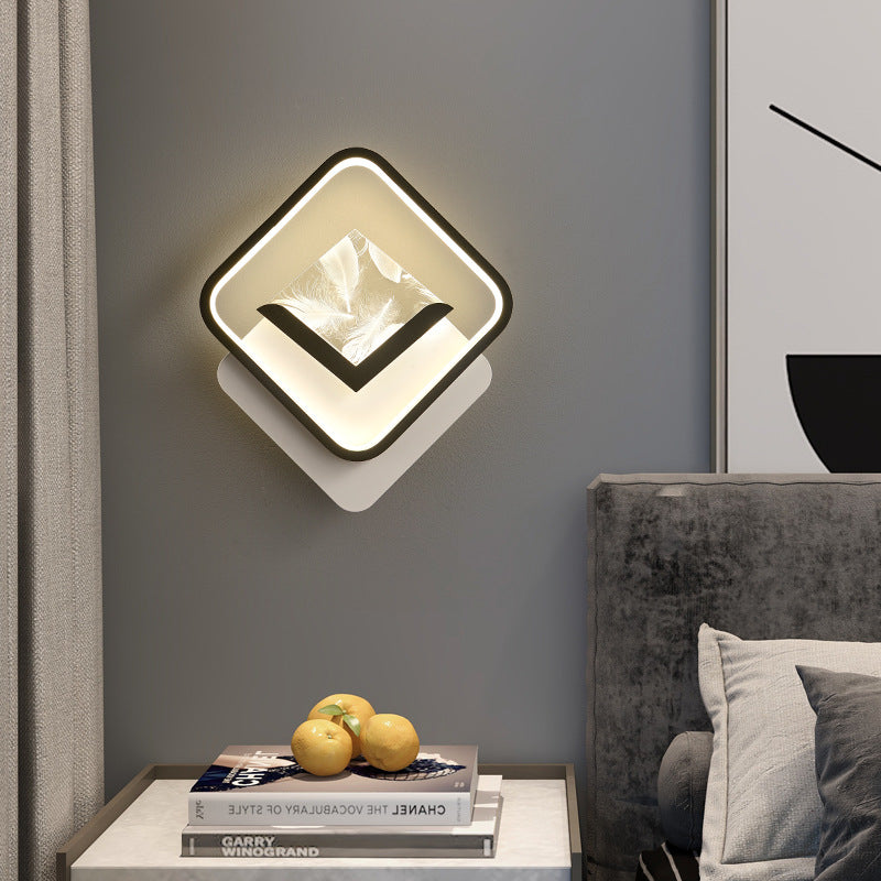 Rhombus Feather Iron Plastic Acrylic LED Wall Scone Lamp