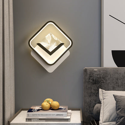 Rhombus Feather Iron Plastic Acrylic LED Wall Scone Lamp