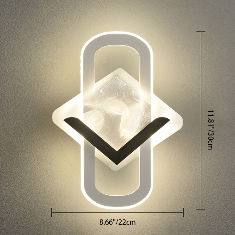 Rhombus Feather Iron Plastic Acrylic LED Wall Scone Lamp
