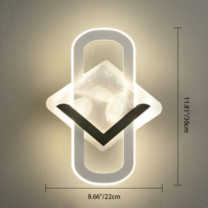 Rhombus Feather Iron Plastic Acrylic LED Wall Scone Lamp