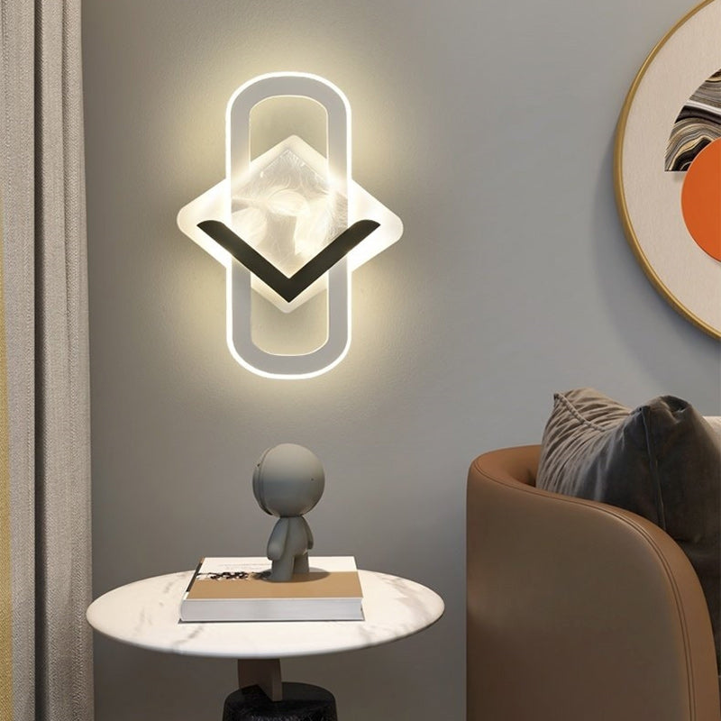 Rhombus Feather Iron Plastic Acrylic LED Wall Scone Lamp