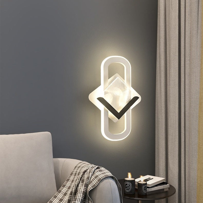 Rhombus Feather Iron Plastic Acrylic LED Wall Scone Lamp