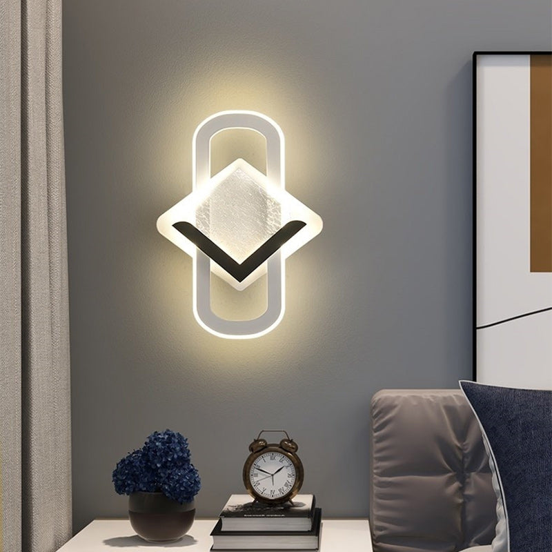 Rhombus Feather Iron Plastic Acrylic LED Wall Scone Lamp