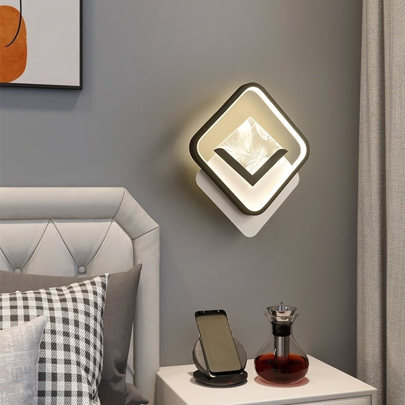 Rhombus Feather Iron Plastic Acrylic LED Wall Scone Lamp